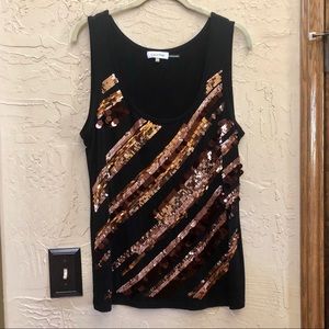 black Calvin Klein tank top with copper sequins